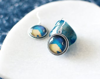Crescent Moon Earrings. Silver Moon Earrings. Crescent Earrings. Cloud Earrings. Celestial Earrings. Boho Jewelry. Sky Earrings.