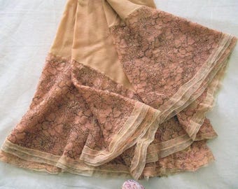 Vintage Tulle Lace Metallic Embroidery 1930s