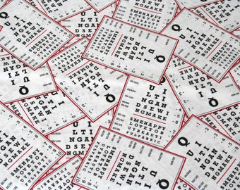 Fabric Remnant, Quilter's Eye Chart Fabric, 100% Cotton Fabric, 44 by 32 inches