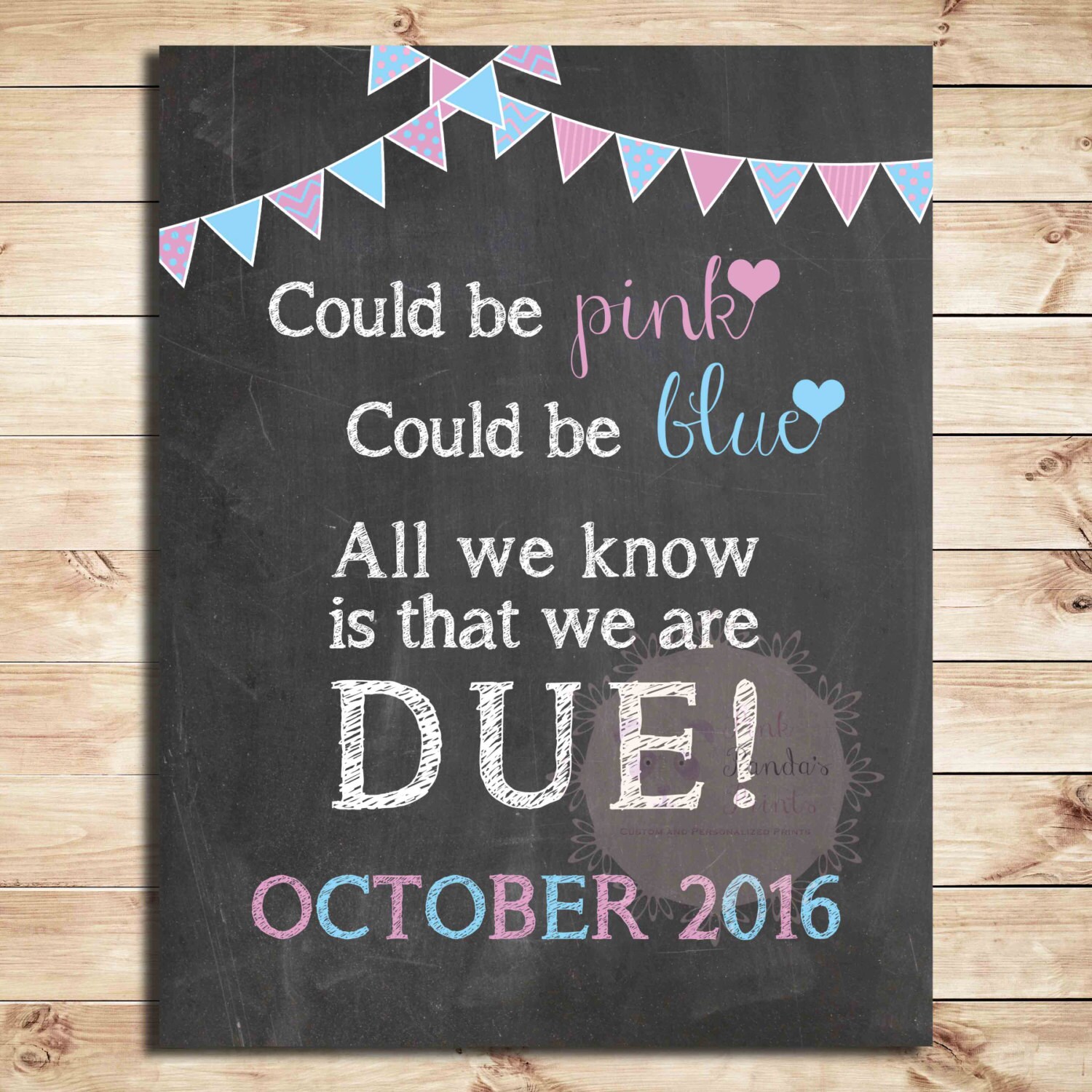 Pregnancy Announcement Sign Could Be Pink Could Be Blue