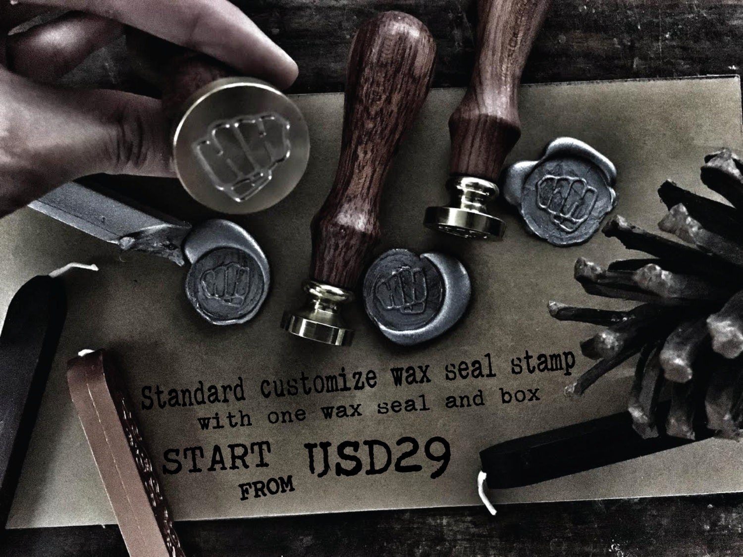 Standard customize wax seal stamp kit FREE one wax seal with