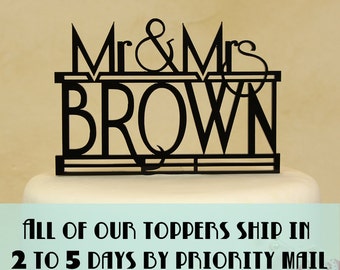Mr. and Mrs. personalized "in your name" wedding cake topper by Distinctly Inspired (style R-3)