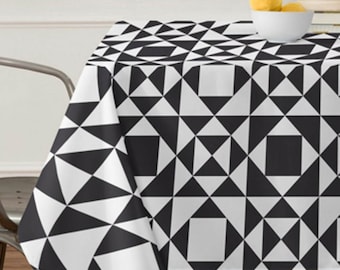 Black Geometric Tablecloth // Table Linens // Dining Room // Rhythm Design // Black & White // Table Decoration // Aztec Print // Home Decor