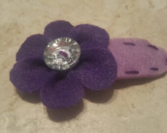 Purple Violet Felt Large Crystal Flower