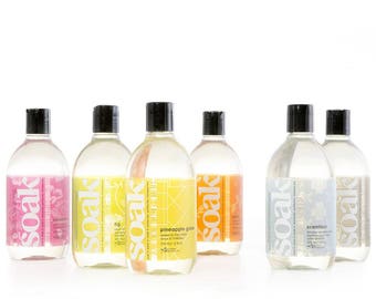 Soak Wash, full size, delicate laundry care, rinse free eco-friendly, wool wash, soap for hand knits, crochet, lingerie, swimwear, baby wear