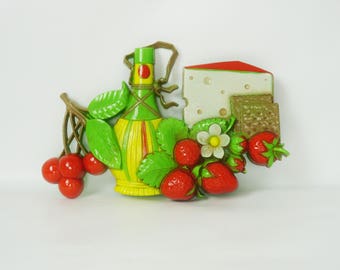 Retro food wall plaque Syrocco type kitchen cooking wall decor Dart industries wall plaque