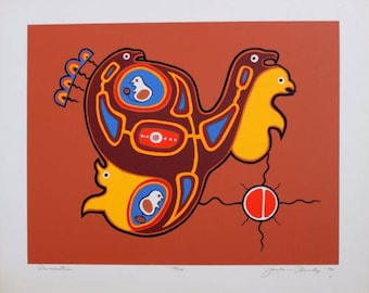 Jackson Beardy Original Silkscreen Hand Signed Numbered Native Procreation 1980