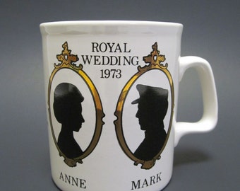 Vintage Princess Anne Royal Wedding Commemorative Mug / 1973 Princess Anne and Mark Phillips Wedding Souvenir Cup / British Royalty Momento