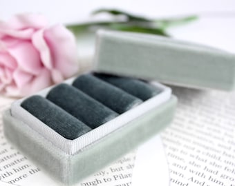 Velvet Ring box in Vintage Style Ombré Grey, Vintage Velvets. Wedding Ceremony and Jewelry Storage