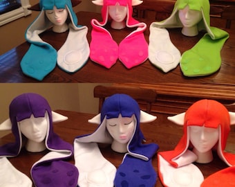Splatoon Hat Cosplay Inkling Female Squid Hat Costume with/without Ears All Colors Custom Colors