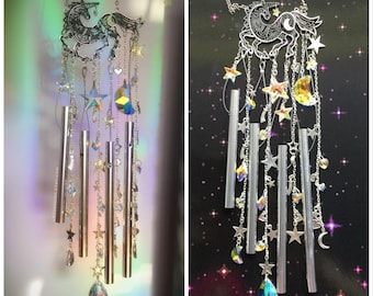 Unicorn Suncatcher Wind chime Moon and Stars Crystal Suncatcher Rainbow maker ~INDOOR /DRY use only~