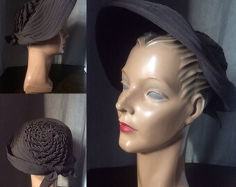 1940s Brown Grosgrain Portrait Hat