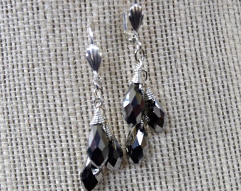 Silver Crystal Teardrop Earrings