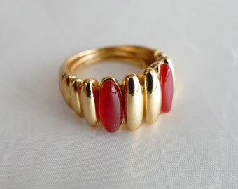 Ring vintage Balenciaga Golden brass - Rhodonite - size 57