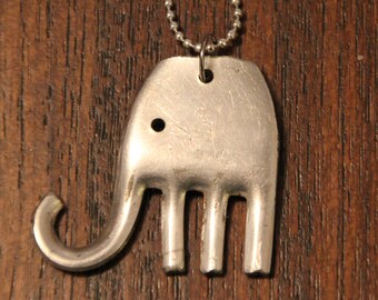 Vintage Silverware Fork Elephant Pendant