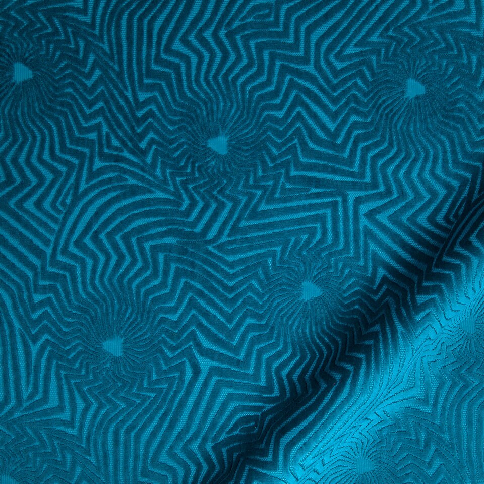 Peacock Blue Velvet Upholstery Fabric Imprinted Velvet