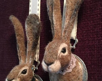 Needle felted Pocket Watch Hare