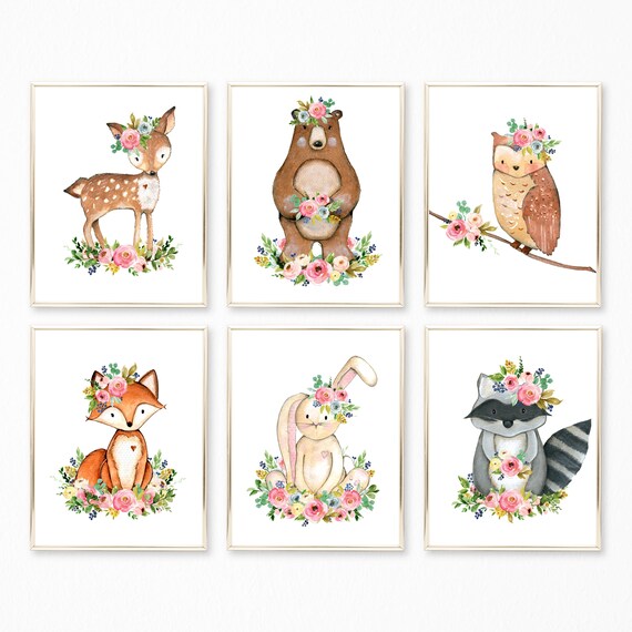 Woodland Nursery Girl. Woodland Nursery Decor. Printable