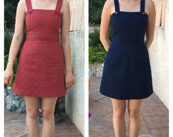 1960s dress / 60s dress / mod dress / scooter dress / pleated dress / twiggy dress/90s dress / mini dress/ jumper dress /denim mini dress