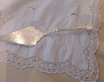 Large Vintage Sheffield Cake Server ~ Cake Knife ~ Silver Plated Mid Century ~ Ornate Design