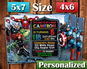 Avenger Birthday Invitation, Avenger Invitation, Superhero Invitation, Avengers party, Boy Invitation, Superhero Avenger Birthday.