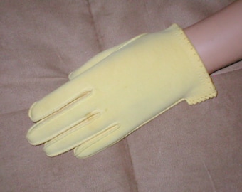 Vintage YELLOW Cotton wrist length Gloves