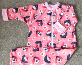 Pink Ladybugs Long Sleeved Flannelette Sleep Sack/Sleeping Bag