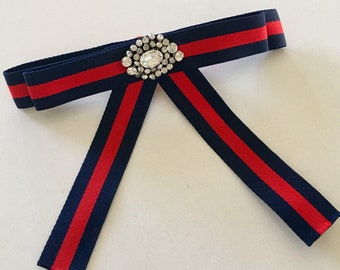Navy Blue and Red - Gucci Inspired Bowtie
