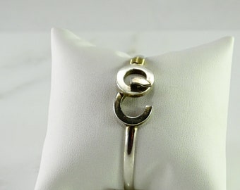 Petite Sterling Bangle 14K Gold Accent