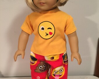 American girl 18 inch doll emoji two piece pajama set
