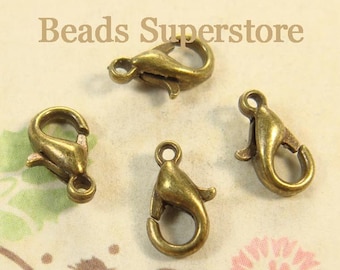 10 mm Antique Bronze-Plated Alloy Lobster Claw Clasp - Nickel Free, Lead Free and Cadmium Free - 20 pcs