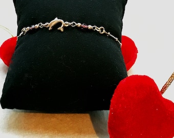 Silver symbol Dolphin with Swarovski stone bracelet