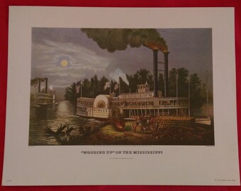 Wooding Up on the Mississippi Reproduction Print