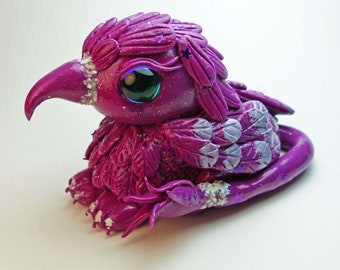 Polymer Clay Fuschia Purple Baby Gryphon Figurine