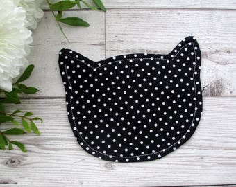 Cat Coasters, Black Kitchen Decor, Housewarming Gifts, Cat Lover Gift, Coffee Coasters, Fabric Coasters, Drink Coasters, Cat Gift, Mug Mats