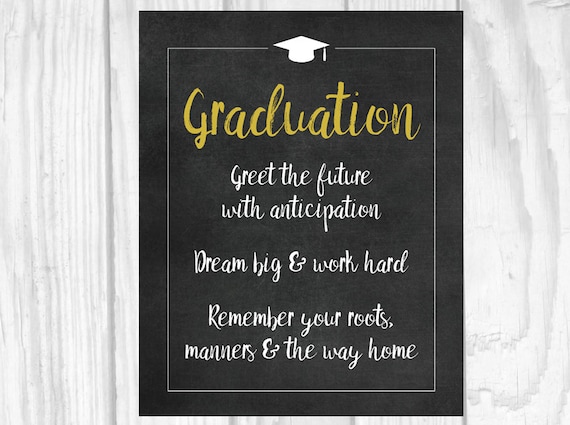 card print 8x10 SALE Chalkboard Graduation Printable 8x10 Sign Gold 5x7