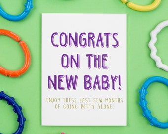 Going Potty Alone Card, New Baby, Baby