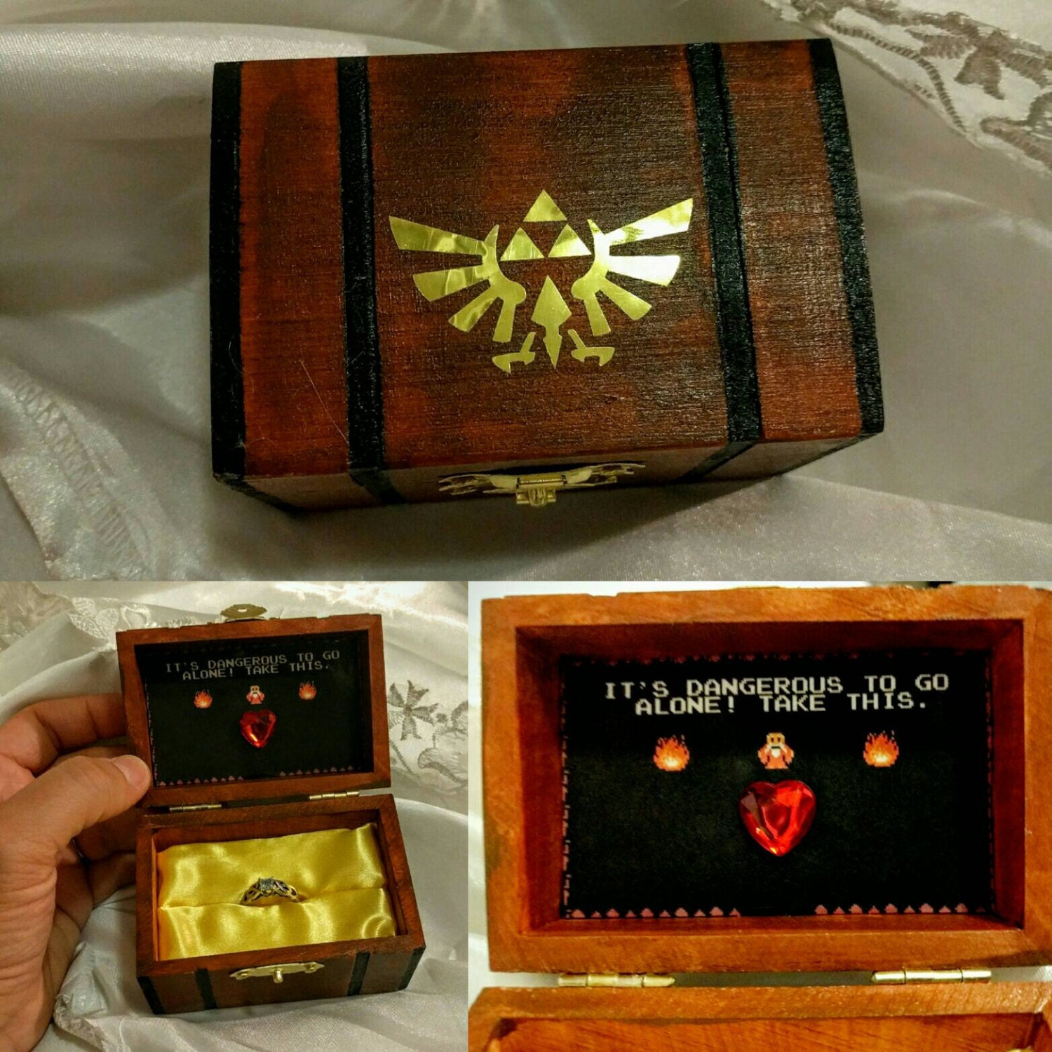 Nintendo inspired Zelda Engagement Ring Box w/ Quote inside