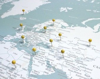 World Push Pin Map (Print Only) , Travel Map, Map Poster, Travel Board, Wedding - Anniversary Gift #World-002