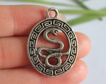 own charm~~~Antique Silver Snake Charms Pendant Silver Snake Totems Charms Pendant 25x34mm