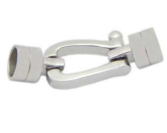 Surgical Stainless Steel Silver Tone Horse Shoe Connector Glue in For Round Leather Cord Rope Kumihimo Bracelet Making