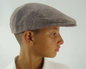 Custom Jeff Cap Handmade Flat Cap Driving Cap for Men in Azure Silk Matka - Raw Silk