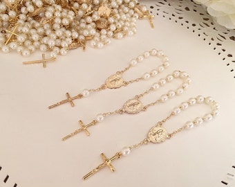 30 Baptism Favors ivory off white pearls/baptism favor / communion favor /Christening Favors/ Recuerditos/ acrylic pearls/ Gold plated