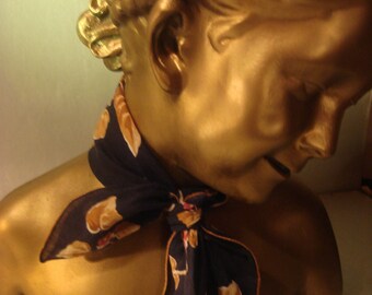 Vintage 1990s Navy In Neck Scarf