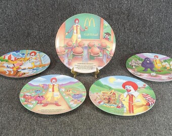 Set Of 5 Plastic Mcdonald's Collector Plates C. 1989