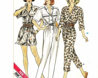A Tapered or A-Line, Long or Short Sleeve, Long or Short Jumpsuit Pattern for Women: Uncut - Sizes 14-16-18, Bust 36" - 40" • Butterick 4844