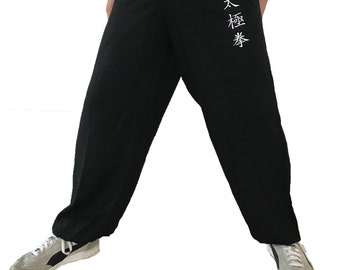 Tai Chi Chuan Pants, with Embroidery, for woman and man, smooth, light, 100% rayon, colors : black and grey
