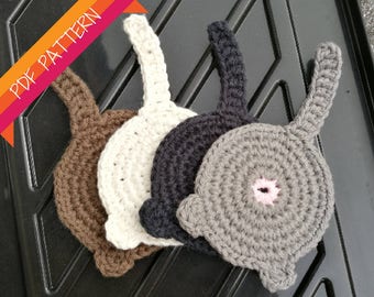 Crochet Cat Butt Coaster PDF PATTERN