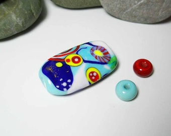 lampwork focal bead art glass bead Indigosoda venetian glass pendant necklace one of a kind ooak SRA * Pop Art * (1)