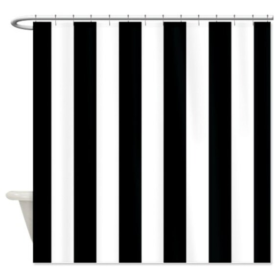 Vertical Striped Custom Shower CurtainBlack and White Stripes